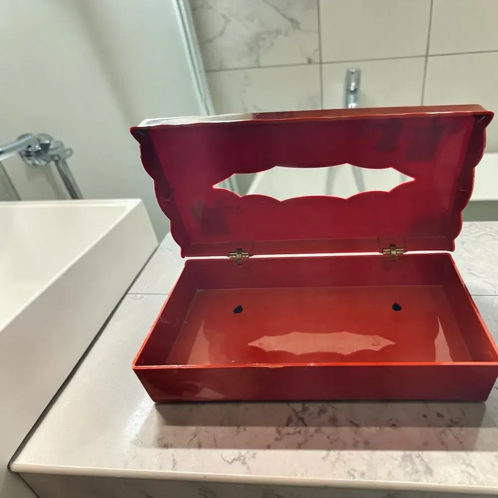 Vintage 1970s Wolff Products Owl Tissue Box Cover Burnt Orange Plastic Hinged
